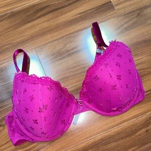 38C Aerie Katie magenta pink / purple bow print lightly lined bra
